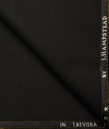 J.Hampstead Men's Wool Structured Super 100's 1.30 Meter Unstitched Trouser Fabric (Black)