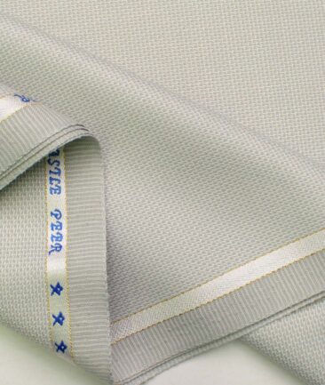 J.Hampstead Men's Wool Structured Super 100's 1.30 Meter Unstitched Trouser Fabric (Light Grey)
