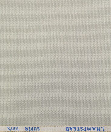 J.Hampstead Men's Wool Structured Super 100's 1.30 Meter Unstitched Trouser Fabric (Light Grey)