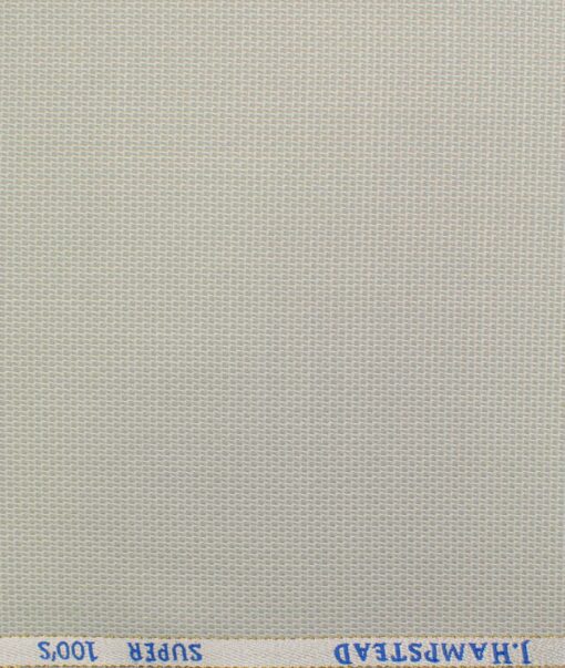J.Hampstead Men's Wool Structured Super 100's 1.30 Meter Unstitched Trouser Fabric (Light Grey)