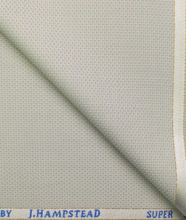 J.Hampstead Men's Wool Structured Super 100's 1.30 Meter Unstitched Trouser Fabric (Light Grey)
