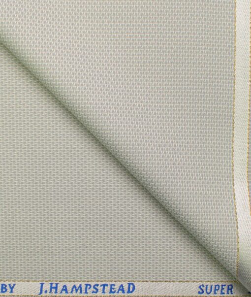 J.Hampstead Men's Wool Structured Super 100's 1.30 Meter Unstitched Trouser Fabric (Light Grey)