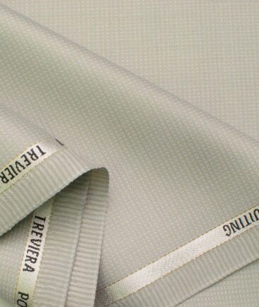 J.Hampstead Men's Wool Structured Super 100's 1.30 Meter Unstitched Trouser Fabric (Light Grey)