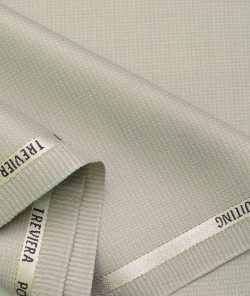 J.Hampstead Men's Wool Structured Super 100's 1.30 Meter Unstitched Trouser Fabric (Light Grey)