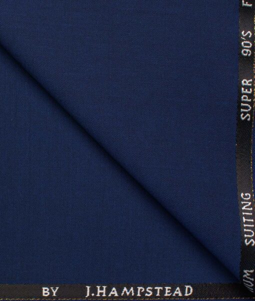 J.Hampstead Men's Wool Solids Super 90's 1.30 Meter Unstitched Trouser Fabric (Royal Blue)