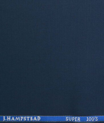 J.Hampstead Men's Wool Solids Super 100's 1.30 Meter Unstitched Trouser Fabric (Blue)