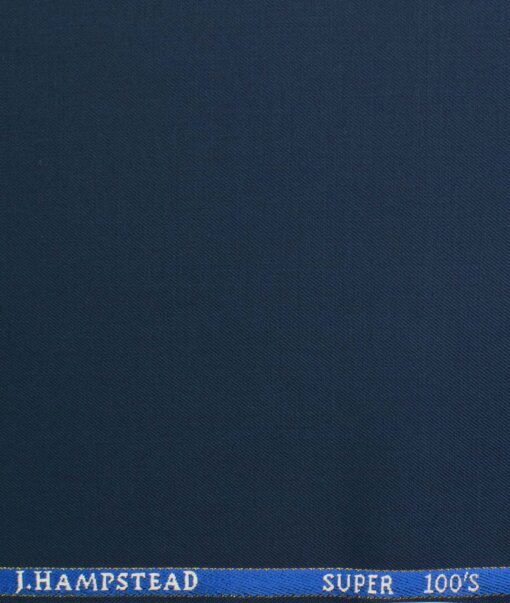 J.Hampstead Men's Wool Solids Super 100's 1.30 Meter Unstitched Trouser Fabric (Blue)