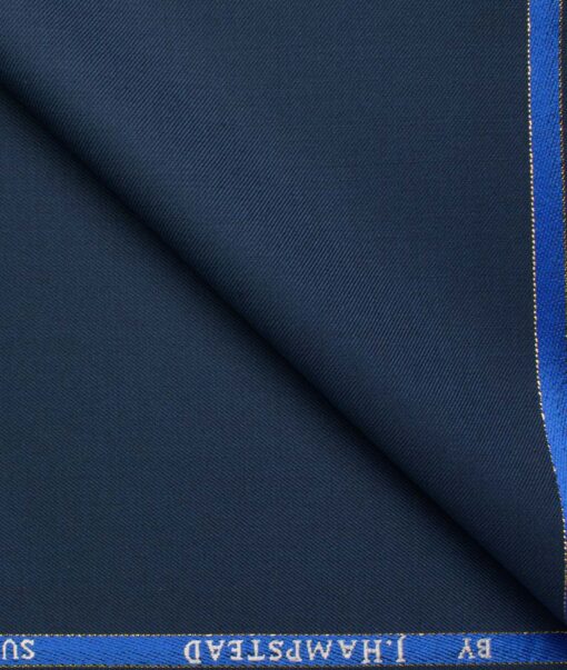 J.Hampstead Men's Wool Solids Super 100's 1.30 Meter Unstitched Trouser Fabric (Blue)