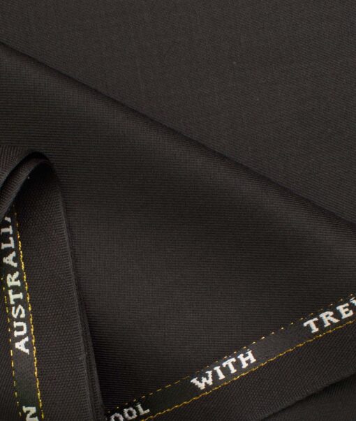J.Hampstead Men's Wool Solids  1.30 Meter Unstitched Trouser Fabric (Brownish Black)