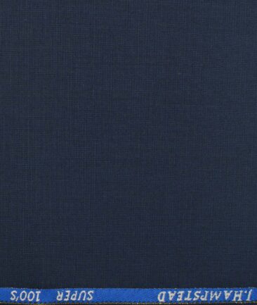J.Hampstead Men's Wool Self Design Super 100's 1.30 Meter Unstitched Trouser Fabric (Dark Royal Blue)