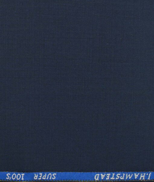 J.Hampstead Men's Wool Self Design Super 100's 1.30 Meter Unstitched Trouser Fabric (Dark Royal Blue)