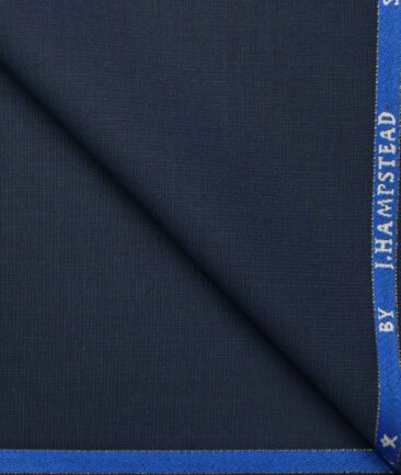 J.Hampstead Men's Wool Self Design Super 100's 1.30 Meter Unstitched Trouser Fabric (Dark Royal Blue)