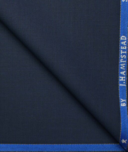 J.Hampstead Men's Wool Self Design Super 100's 1.30 Meter Unstitched Trouser Fabric (Dark Royal Blue)