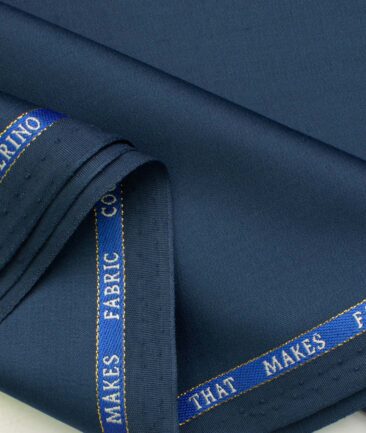 J.Hampstead Men's Wool Solids  1.30 Meter Unstitched Trouser Fabric (Aegean Blue)