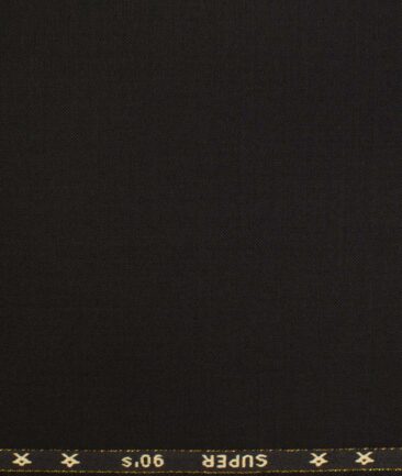 J.Hampstead Men's Wool Solids Super 90's  Unstitched Trouser Fabric (Black)