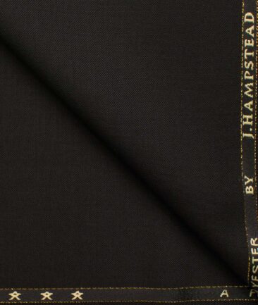 J.Hampstead Men's Wool Solids Super 90's  Unstitched Trouser Fabric (Black)