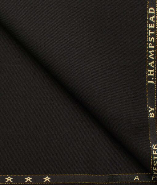 J.Hampstead Men's Wool Solids Super 90's  Unstitched Trouser Fabric (Black)