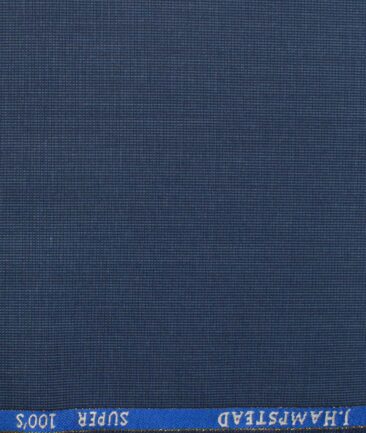 J.Hampstead Men's Wool Self Design Super 100's  Unstitched Trouser Fabric (Blue)