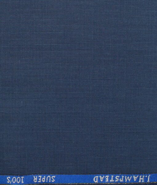 J.Hampstead Men's Wool Self Design Super 100's  Unstitched Trouser Fabric (Blue)
