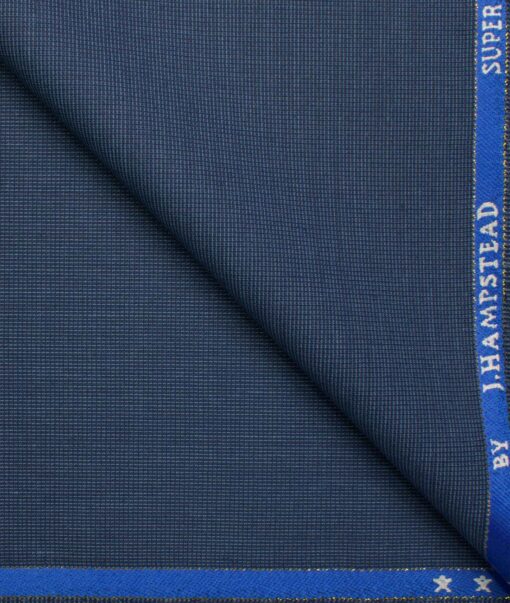 J.Hampstead Men's Wool Self Design Super 100's  Unstitched Trouser Fabric (Blue)