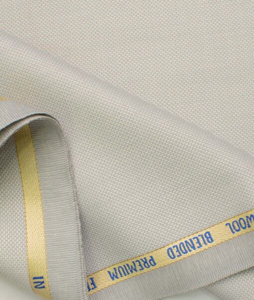J.Hampstead Men's Wool Structured Super 100's  Unstitched Trouser Fabric (Light Grey)