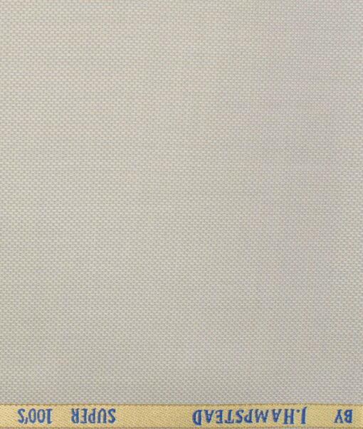 J.Hampstead Men's Wool Structured Super 100's  Unstitched Trouser Fabric (Light Grey)