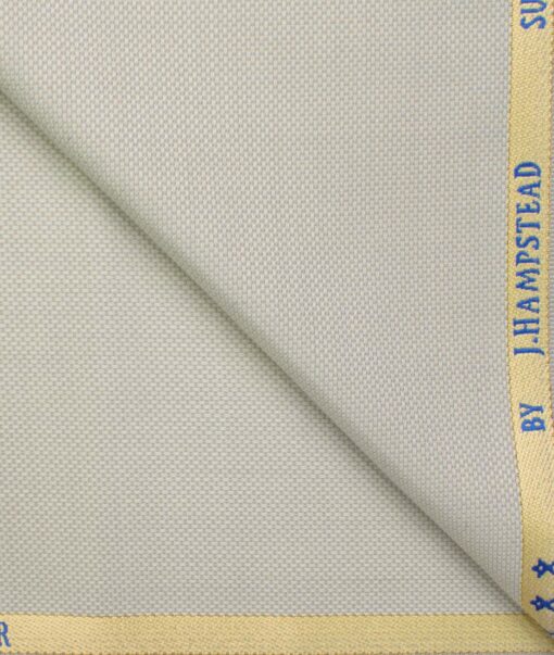 J.Hampstead Men's Wool Structured Super 100's  Unstitched Trouser Fabric (Light Grey)
