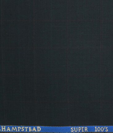 J.Hampstead Men's Wool Checks Super 100's  Unstitched Trouser Fabric (Dark Blue)