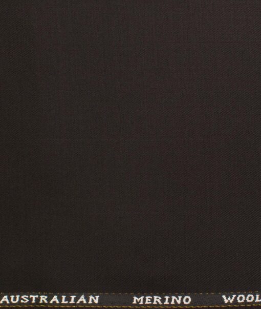 J.Hampstead Men's Wool Solids   Unstitched Trouser Fabric (Dark Chocolate Brown)