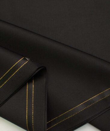 J.Hampstead Men's Wool Solids Super 100's  Unstitched Trouser Fabric (Black)