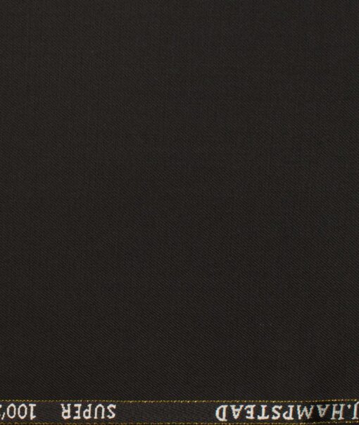 J.Hampstead Men's Wool Solids Super 100's  Unstitched Trouser Fabric (Black)