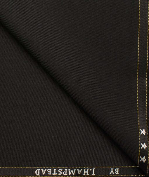 J.Hampstead Men's Wool Solids Super 100's  Unstitched Trouser Fabric (Black)