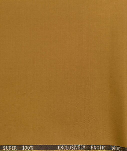 J.Hampstead Men's Wool Solids Super 100's  Unstitched Trouser Fabric (Mustard Yellow)
