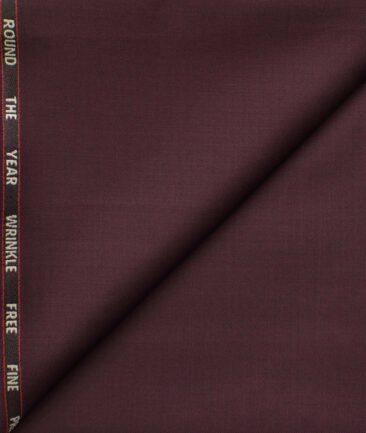 J.Hampstead Men's Wool Solids Super 100's  Unstitched Trouser Fabric (Dark Wine)