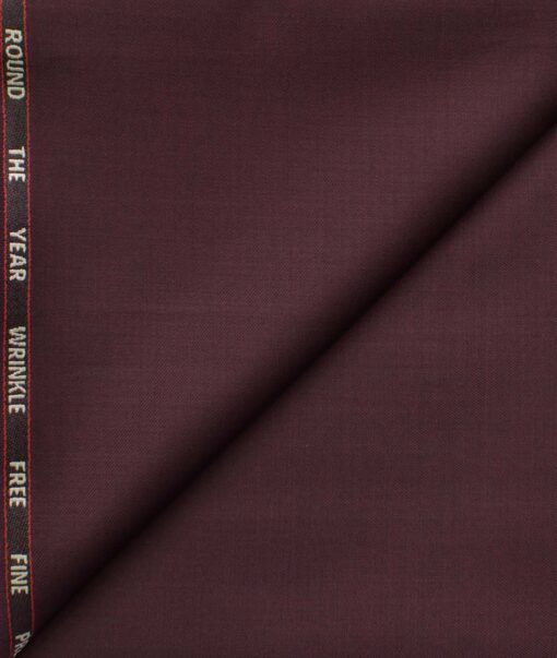 J.Hampstead Men's Wool Solids Super 100's  Unstitched Trouser Fabric (Dark Wine)