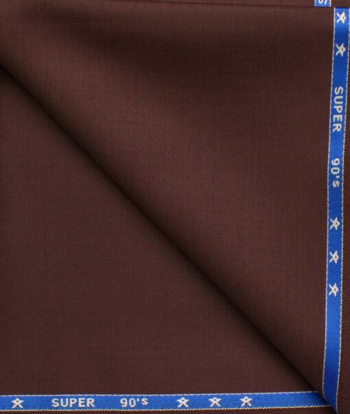 J.Hampstead Men's Wool Solids Super 90's  Unstitched Trouser Fabric (Syrup Brown)