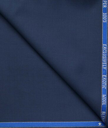 J.Hampstead Men's Wool Solids Super 100's  Unstitched Trouser Fabric (Royal Blue)