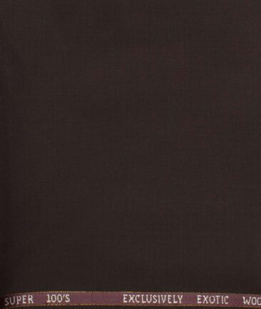 J.Hampstead Men's Wool Solids Super 100's  Unstitched Trouser Fabric (Dark Brown)