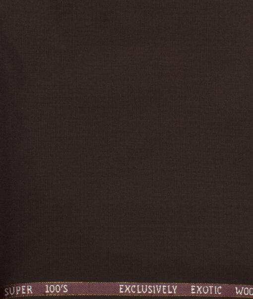 J.Hampstead Men's Wool Solids Super 100's  Unstitched Trouser Fabric (Dark Brown)