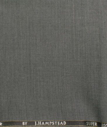 J.Hampstead Men's Wool Self Design Super 100's  Unstitched Trouser Fabric (Worsted Grey)