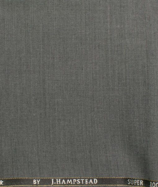 J.Hampstead Men's Wool Self Design Super 100's  Unstitched Trouser Fabric (Worsted Grey)