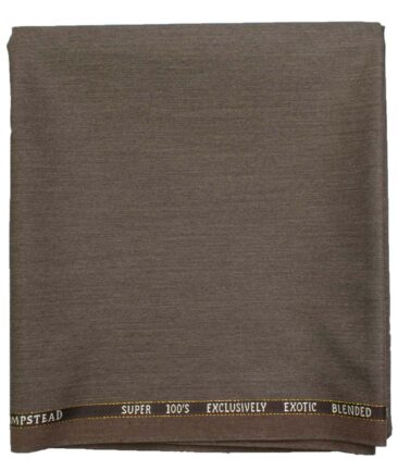 J.Hampstead Men's Wool Self Design Super 100's  Unstitched Trouser Fabric (Greyish Brown)