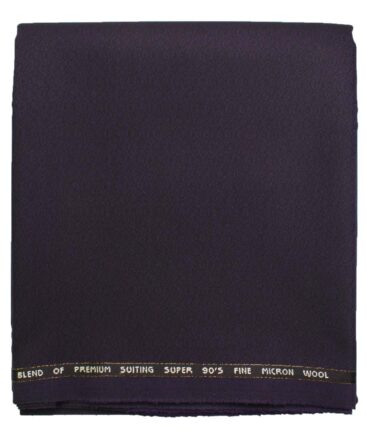 J.Hampstead Men's Wool Self Design Super 90's  Unstitched Trouser Fabric (Dark Purple)