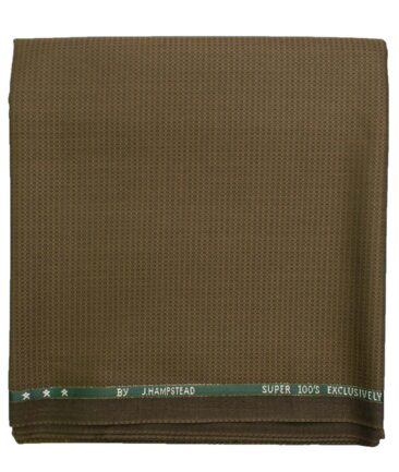 J.Hampstead Men's Wool Structured Super 100's  Unstitched Trouser Fabric (Brown)