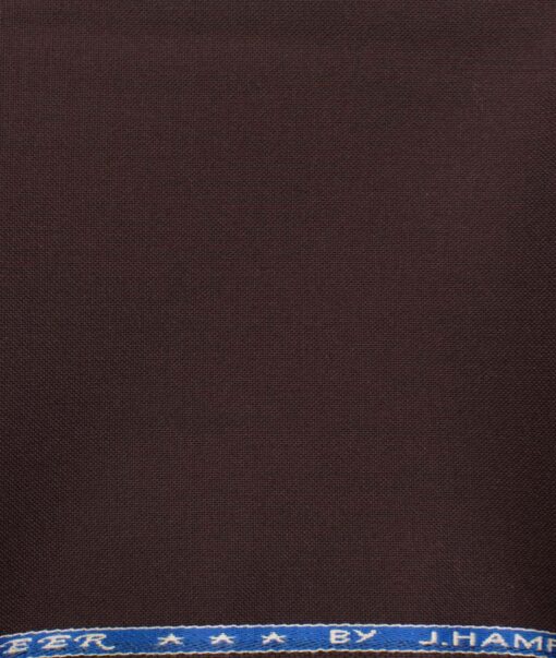 J.Hampstead Men's Wool Solids   Unstitched Trouser Fabric (Dark Wine)