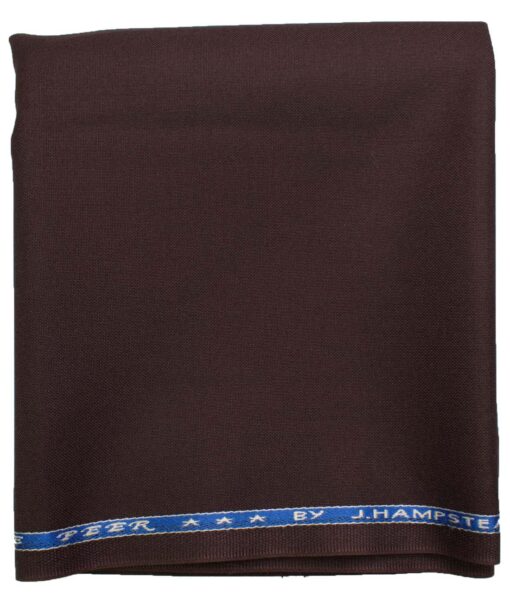 J.Hampstead Men's Wool Solids   Unstitched Trouser Fabric (Dark Wine)