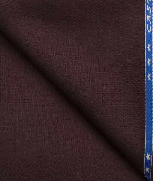 J.Hampstead Men's Wool Solids   Unstitched Trouser Fabric (Dark Wine)
