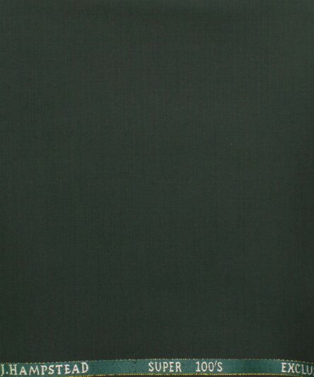 J.Hampstead Men's Wool Solids Super 100's  Unstitched Trouser Fabric (Dark Green)