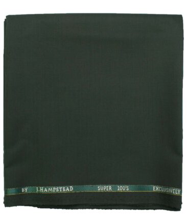 J.Hampstead Men's Wool Solids Super 100's  Unstitched Trouser Fabric (Dark Green)