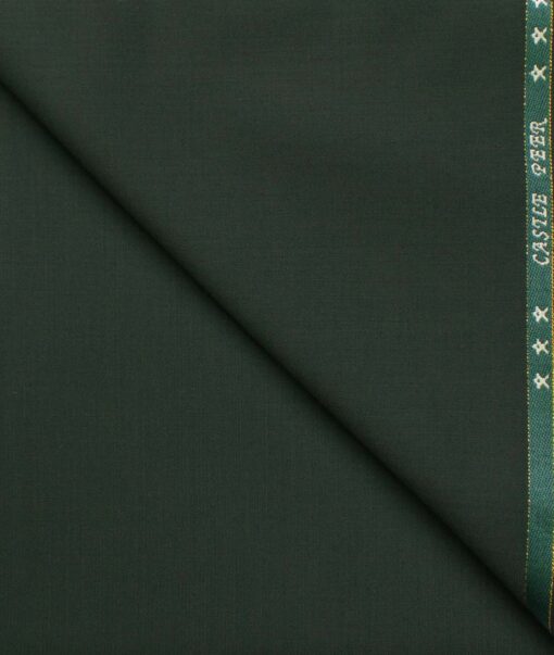 J.Hampstead Men's Wool Solids Super 100's  Unstitched Trouser Fabric (Dark Green)